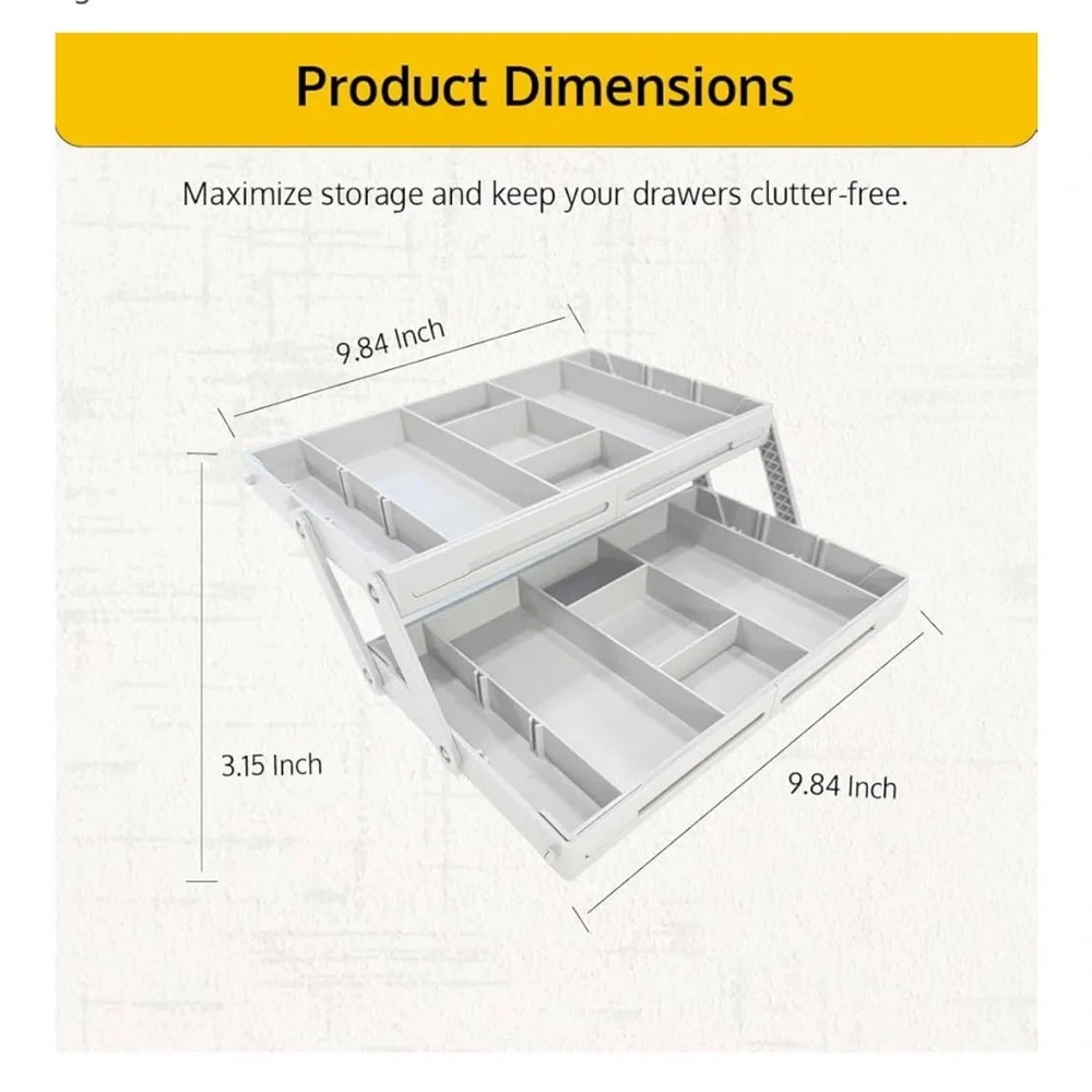 Multi-Compartment 2 Tier Storage Organizer - Gray